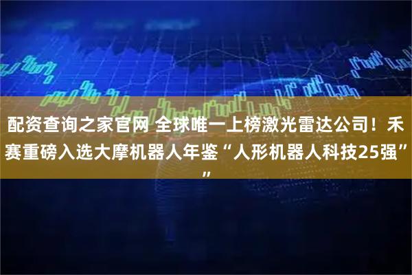 配资查询之家官网 全球唯一上榜激光雷达公司！禾赛重磅入选大摩机器人年鉴“人形机器人科技25强”