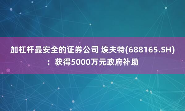 加杠杆最安全的证券公司 埃夫特(688165.SH)：获得5000万元政府补助